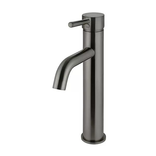 Round - Shadow Gunmetal Tall Basin Mixer with Curved Spout