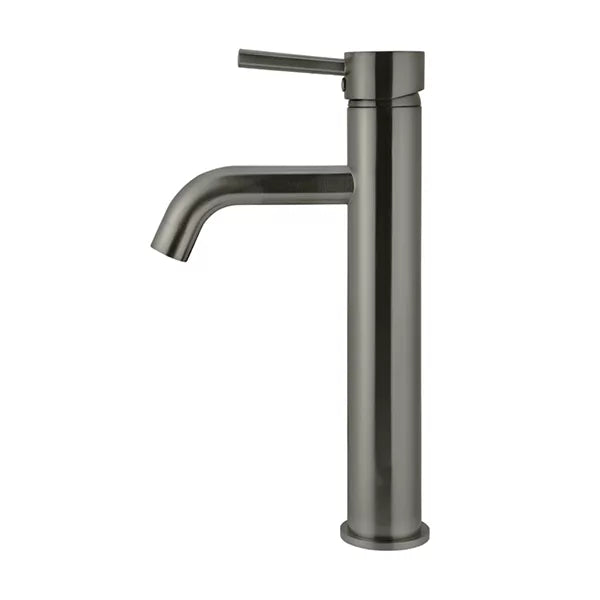 Round - Shadow Gunmetal Tall Basin Mixer with Curved Spout