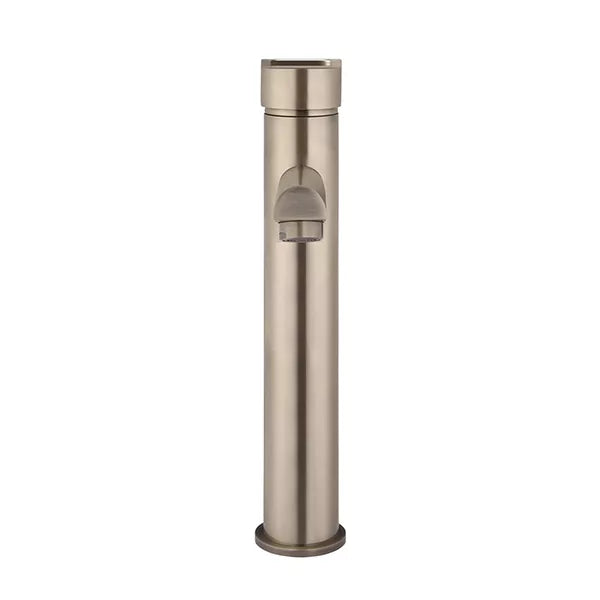 Round - Champagne Tall Basin Mixer with Straight Spout and Paddle Handle