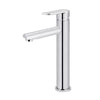 Round - Polished Chrome Tall Basin Mixer with Straight Spout and Paddle Handle