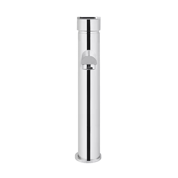 Round - Polished Chrome Tall Basin Mixer with Straight Spout and Paddle Handle