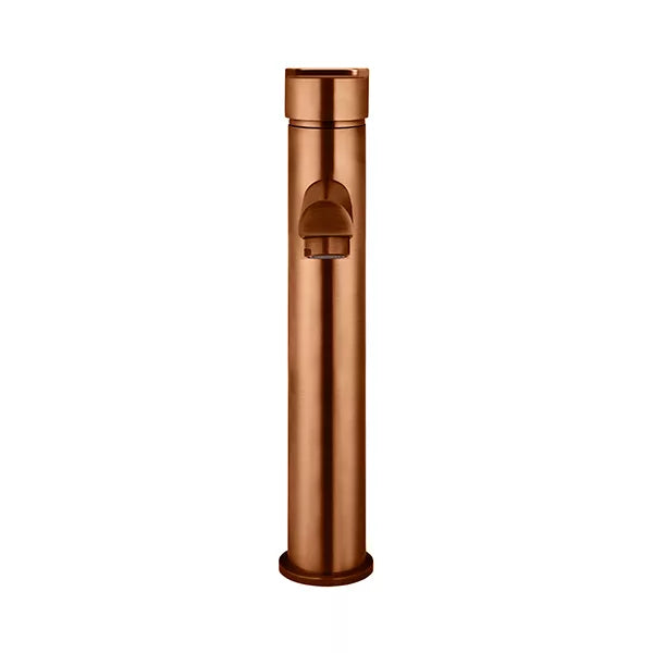 Round - Lustre Bronze Tall Basin Mixer with Straight Spout and Paddle Handle