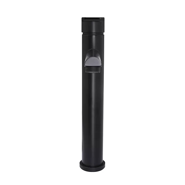 Round - Matte Black Tall Basin Mixer with Straight Spout and Paddle Handle