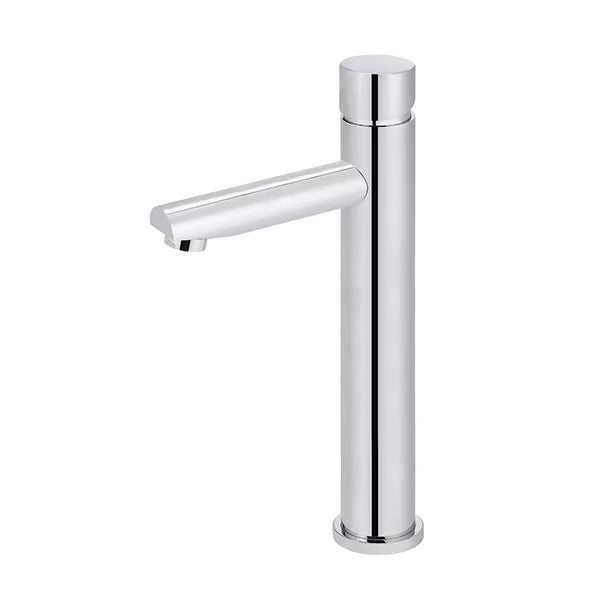 Round - Polished Chrome Tall Basin Mixer with Straight Spout and Pinless Handle