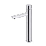 Round - Polished Chrome Tall Basin Mixer with Straight Spout and Pinless Handle