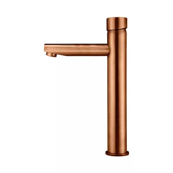 Round - Lustre Bronze Tall Basin Mixer with Straight Spout and Pinless Handle