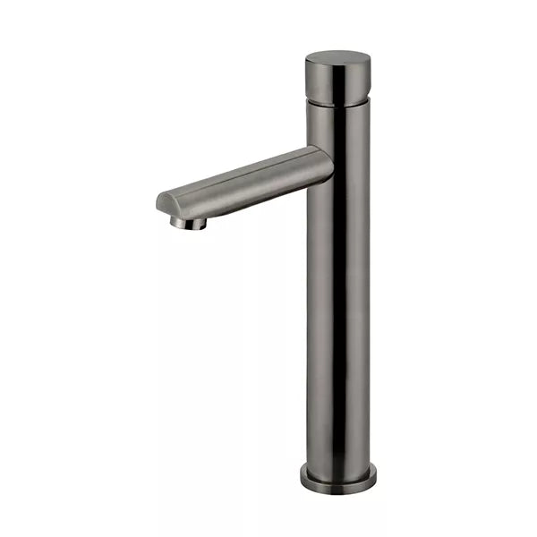 Round - Shadow Gunmetal Tall Basin Mixer with Straight Spout and Pinless Handle