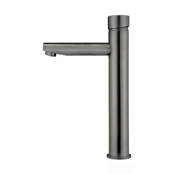 Round - Shadow Gunmetal Tall Basin Mixer with Straight Spout and Pinless Handle