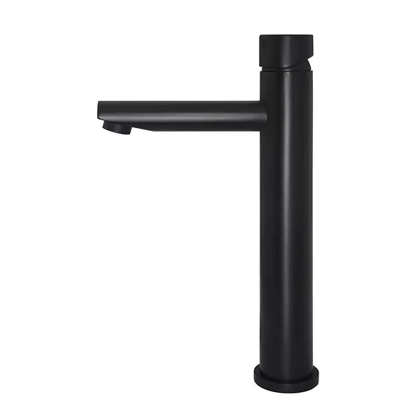 Round - Matte Black Tall Basin Mixer with Straight Spout and Pinless Handle