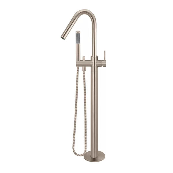 Round - Champagne Freestanding Bath Spout w Mixer and Handshower