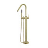 Round - Tiger Bronze Freestanding Bath Spout w Mixer and Handshower