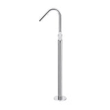Round - Polished Chrome Freestanding Bath Spout w Paddle Handle Mixer and Handshower