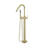 Round - Tiger Bronze Freestanding Bath Spout w Paddle Handle Mixer and Handshower