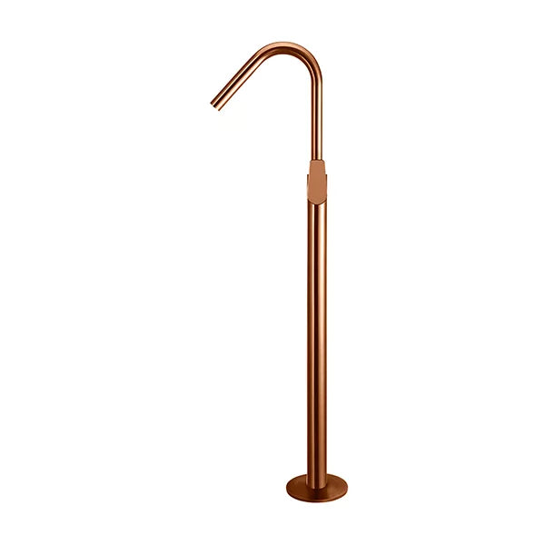 Round - Lustre Bronze Freestanding Bath Spout w Paddle Handle Mixer and Handshower