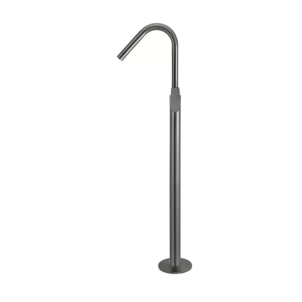 Round - Shadow Gunmetal Freestanding Bath Spout w Paddle Handle Mixer and Handshower