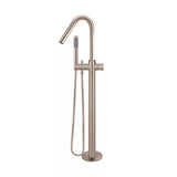 Round - Champagne Gooseneck Kitchen Mixer w Pinless Handle