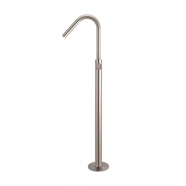Round - Champagne Gooseneck Kitchen Mixer w Pinless Handle