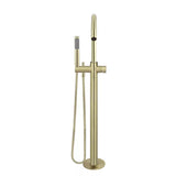 Round - Tiger Bronze Freestanding Bath Spout w Pinless Handle Mixer and Handshower