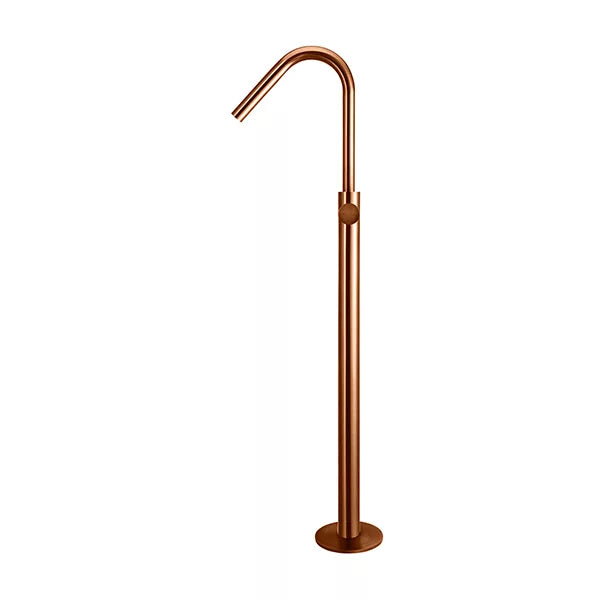 Round - Lustre Bronze Freestanding Bath Spout w Pinless Handle Mixer and Handshower