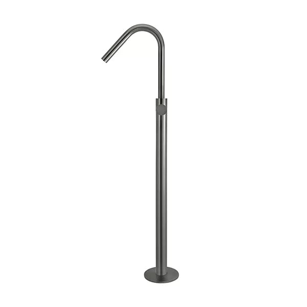Round - Shadow Gunmetal Freestanding Bath Spout w Pinless Handle Mixer and Handshower