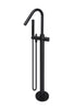 Round - Matte Black Freestanding Bath Spout w Pinless Handle Mixer and Handshower