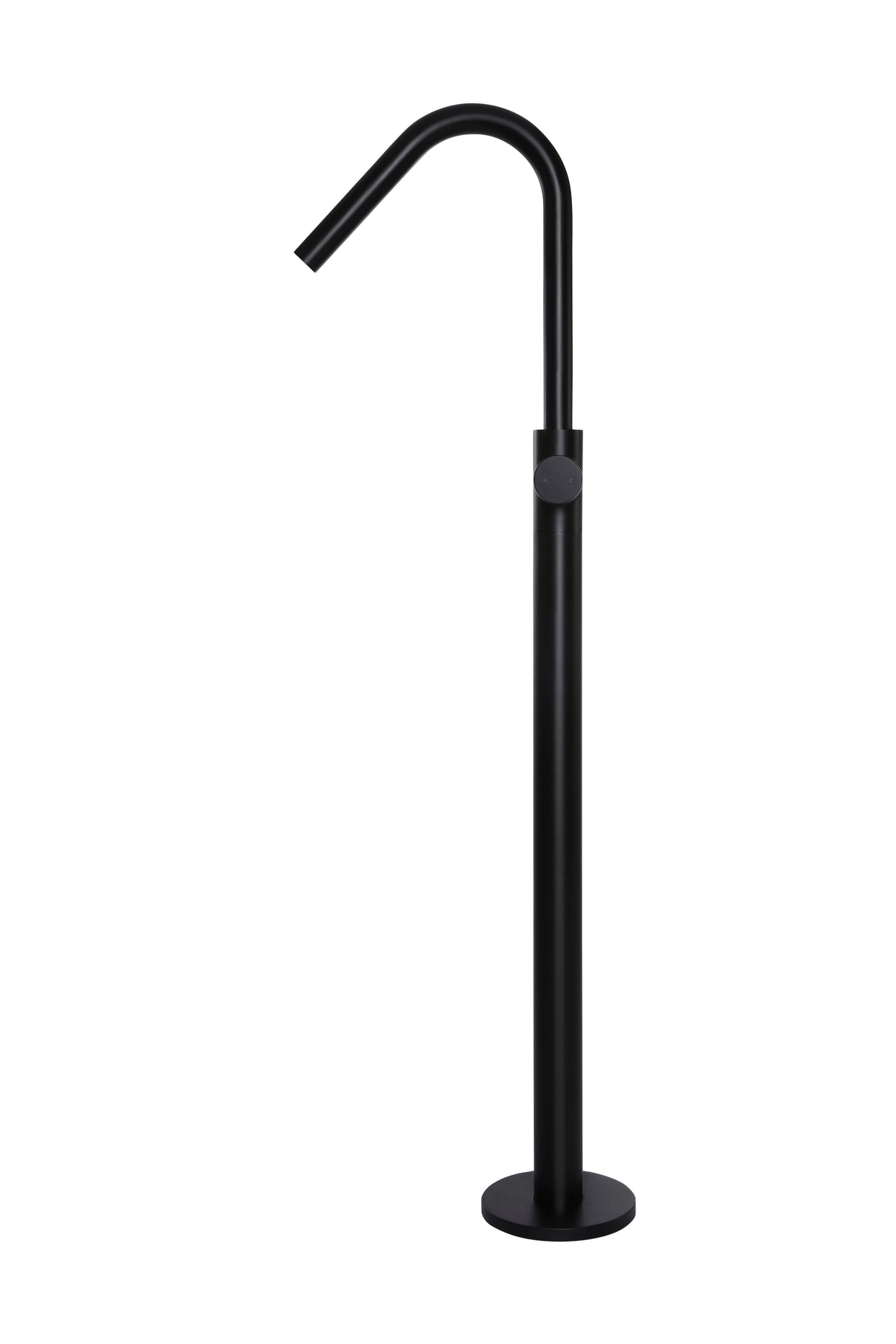 Round - Matte Black Freestanding Bath Spout w Pinless Handle Mixer and Handshower