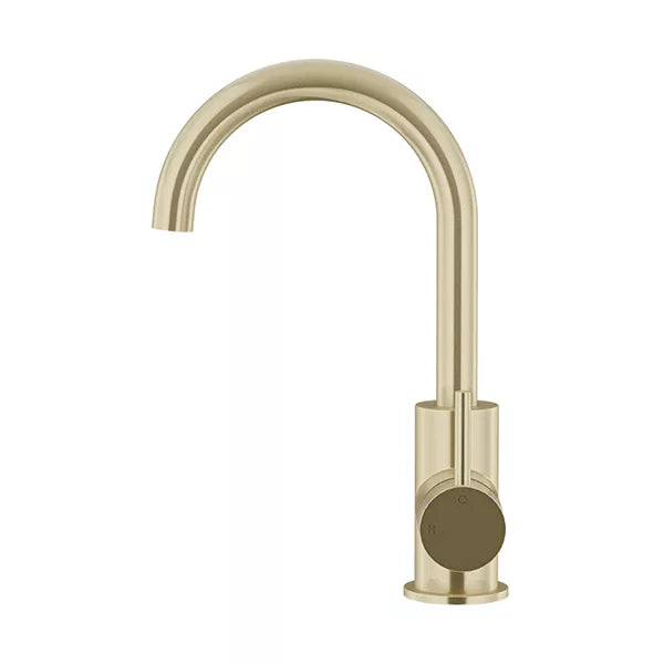 Round - Tiger Bronze Gooseneck Basin Mixer with Cold Start