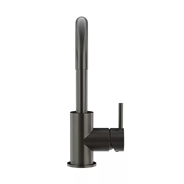 Round - Shadow Gunmetal Gooseneck Basin Mixer with Cold Start