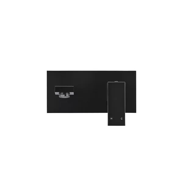 Square - Matte Black Wall Basin Mixer and Spout