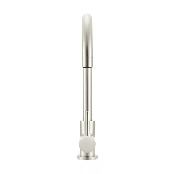 Round - Brushed Nickel Gooseneck Kitchen Mixer