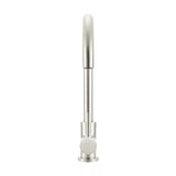 Round - Brushed Nickel Gooseneck Kitchen Mixer
