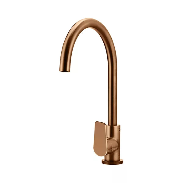 Round - Lustre Bronze Gooseneck Kitchen Mixer w Paddle Handle