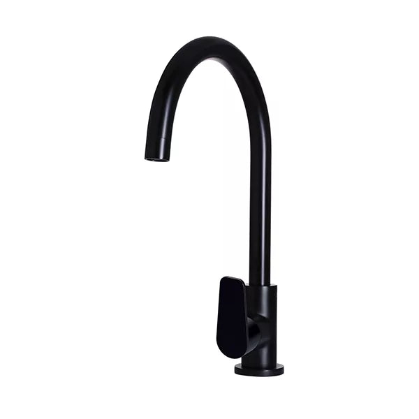 Round - Matte Black Gooseneck Kitchen Mixer w Paddle Handle