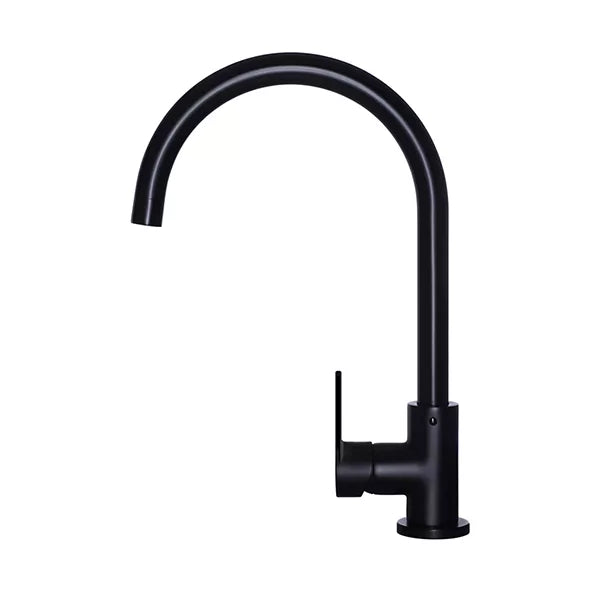 Round - Matte Black Gooseneck Kitchen Mixer w Paddle Handle