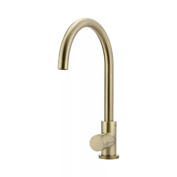 Round - Tiger Bronze Gooseneck Kitchen Mixer w Pinless Handle