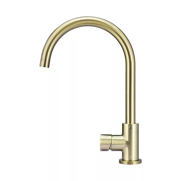 Round - Tiger Bronze Gooseneck Kitchen Mixer w Pinless Handle