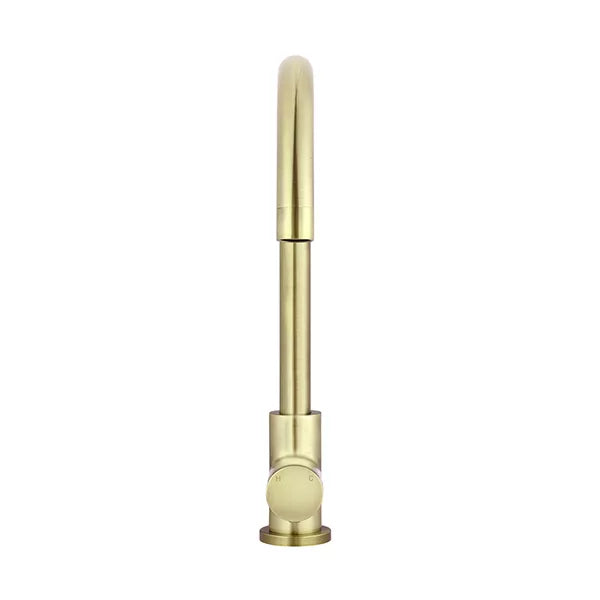Round - Tiger Bronze Gooseneck Kitchen Mixer w Pinless Handle