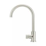Round - Brushed Nickel Gooseneck Kitchen Mixer w Pinless Handle
