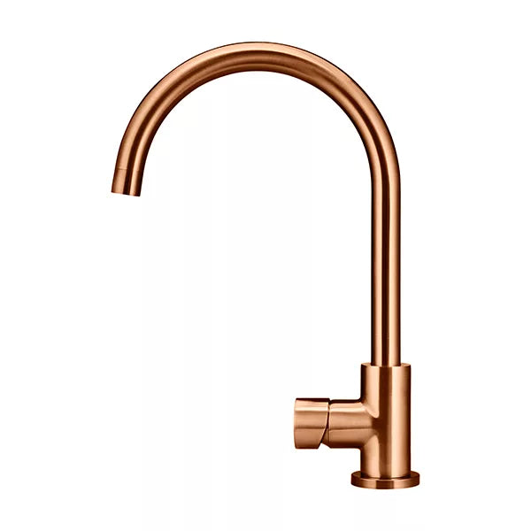 Round - Lustre Bronze Gooseneck Kitchen Mixer w Pinless Handle