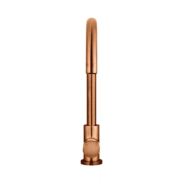 Round - Lustre Bronze Gooseneck Kitchen Mixer w Pinless Handle