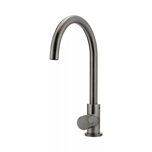 Round - Shadow Gunmetal Gooseneck Kitchen Mixer w Pinless Handle