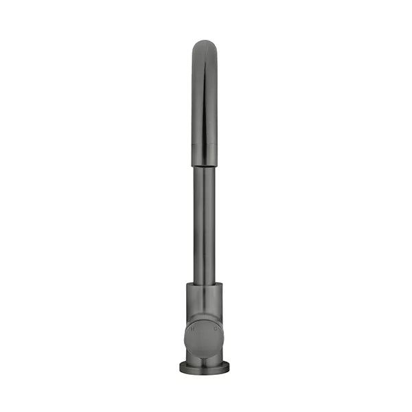 Round - Shadow Gunmetal Gooseneck Kitchen Mixer w Pinless Handle