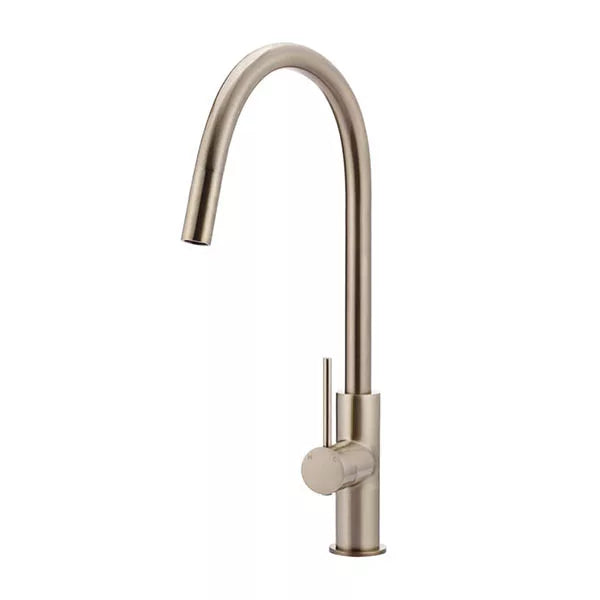 Round - Champagne Gooseneck Kitchen Mixer w Pull-out Hose & Vege Spray