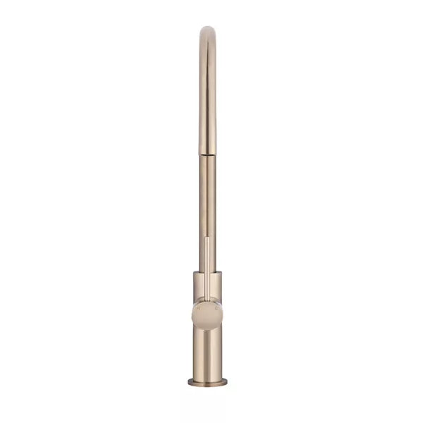 Round - Champagne Gooseneck Kitchen Mixer w Pull-out Hose & Vege Spray