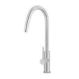 Round - Polished Chrome Gooseneck Kitchen Mixer w Pull-out Hose & Vege Spray