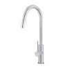 Round - Polished Chrome Gooseneck Kitchen Mixer w Pull-out Hose & Vege Spray