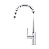 Round - Polished Chrome Gooseneck Kitchen Mixer w Pull-out Hose & Vege Spray