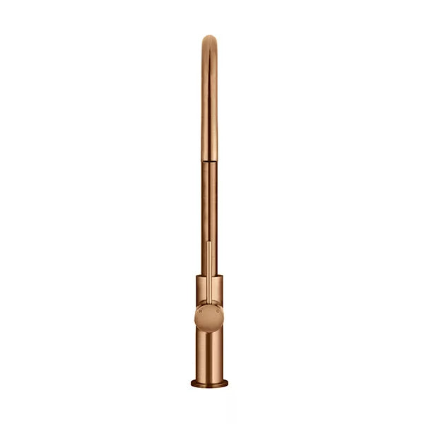 Round - Lustre Bronze Gooseneck Kitchen Mixer w Pull-out Hose & Vege Spray