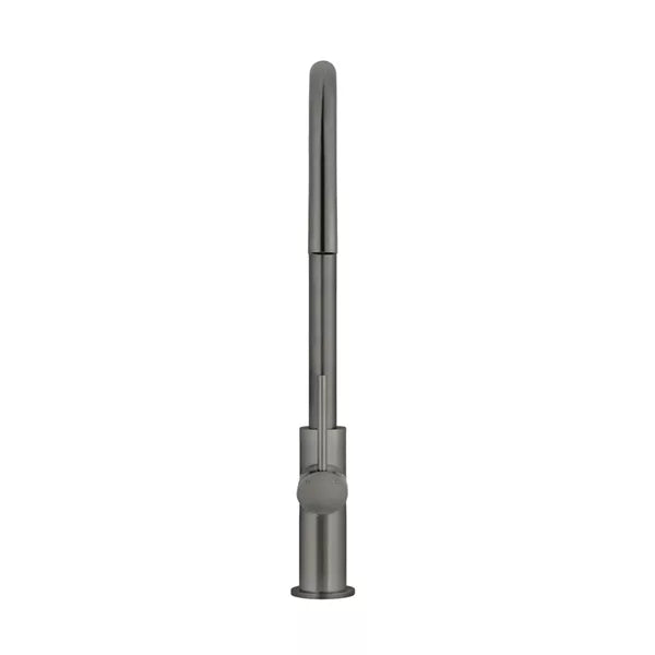 Round - Shadow Gunmetal Gooseneck Kitchen Mixer w Pull-out Hose & Vege Spray
