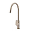 Round - Champagne Gooseneck Kitchen Mixer w Paddle Handle & Pull-out Hose